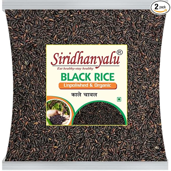 Black Rice | Karuppu Kavuni Rice | Low Glycemic Index Forbidden Black Rice,  Black Rice Price. (Pack of 12)