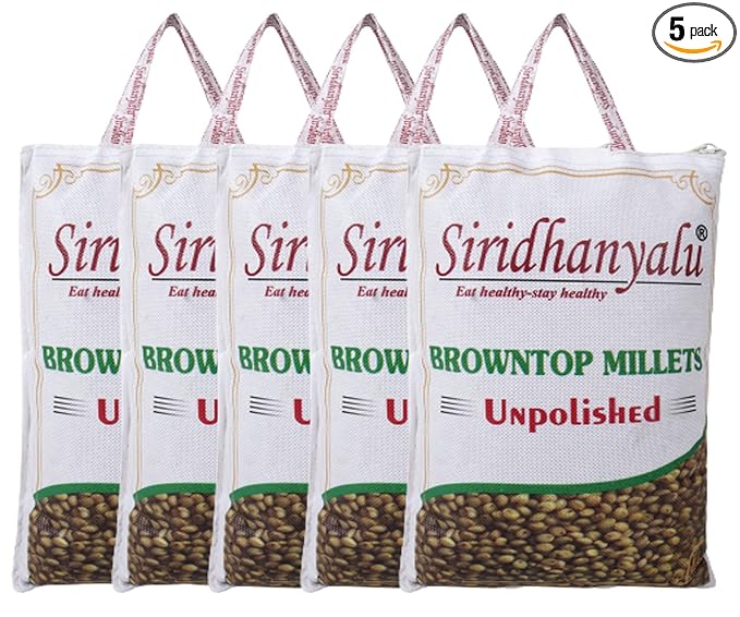 Siridhanya Unpolished and Organic (Browntop Millets 920gm pack of 5, Gross wt 4600gm) Organically Grown from Karnataka