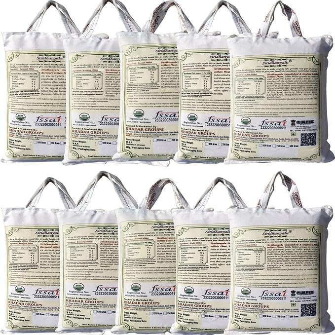 Siridhanya Unpolished & Organic Millet 5 Grains + 5 Flour Combo (Kodo Little Foxtail Browntop & Barnyard) Gwt. (6) Kg.