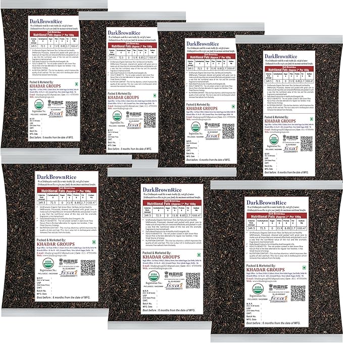Dark Brown Rice, Low Glycemic Index Forbidden Dark Brown Rice, Offering Dark Rice Enthusiasts (Gwt 7Kg).