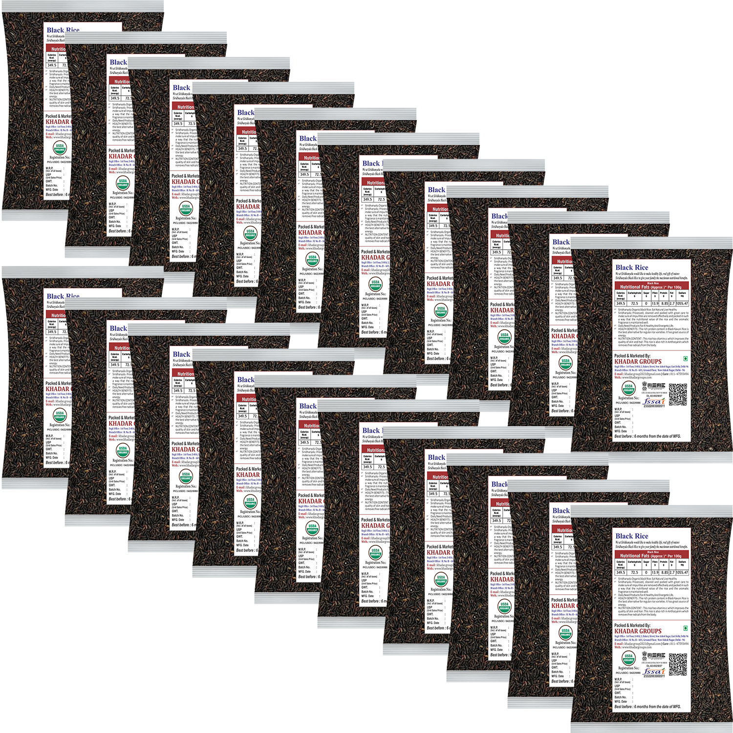 Black Rice | Karuppu Kavuni Rice | Low Glycemic Index Forbidden Black Rice,  Black Rice Price. (Pack of 20)