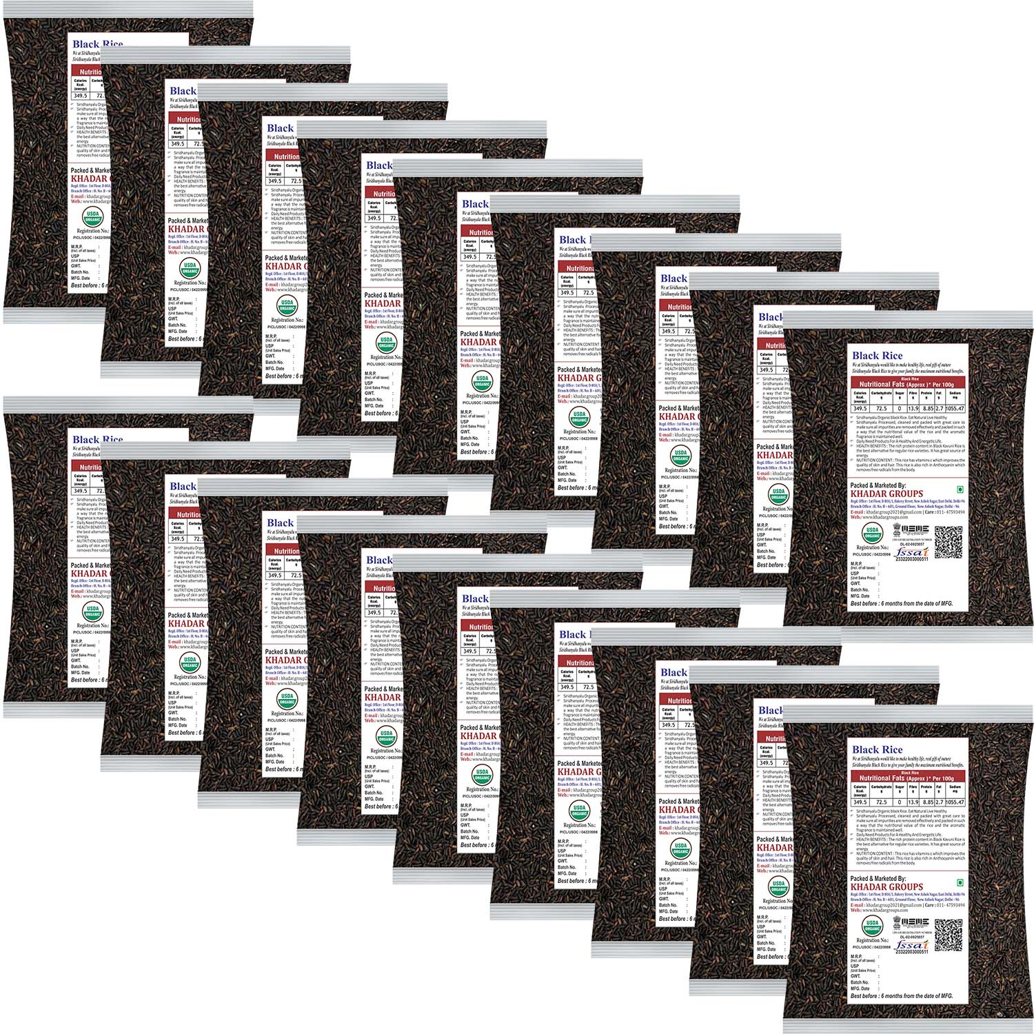 Black Rice | Karuppu Kavuni Rice | Low Glycemic Index Forbidden Black Rice,  Black Rice Price. (Pack of, 18)