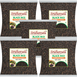 Black Rice | Karuppu Kavuni Rice | Low Glycemic Index Forbidden Black Rice,  Black Rice Price. (Pack of, 5)