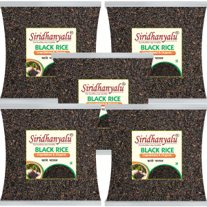 Black Rice | Karuppu Kavuni Rice | Low Glycemic Index Forbidden Black Rice,  Black Rice Price. (Pack of, 5)