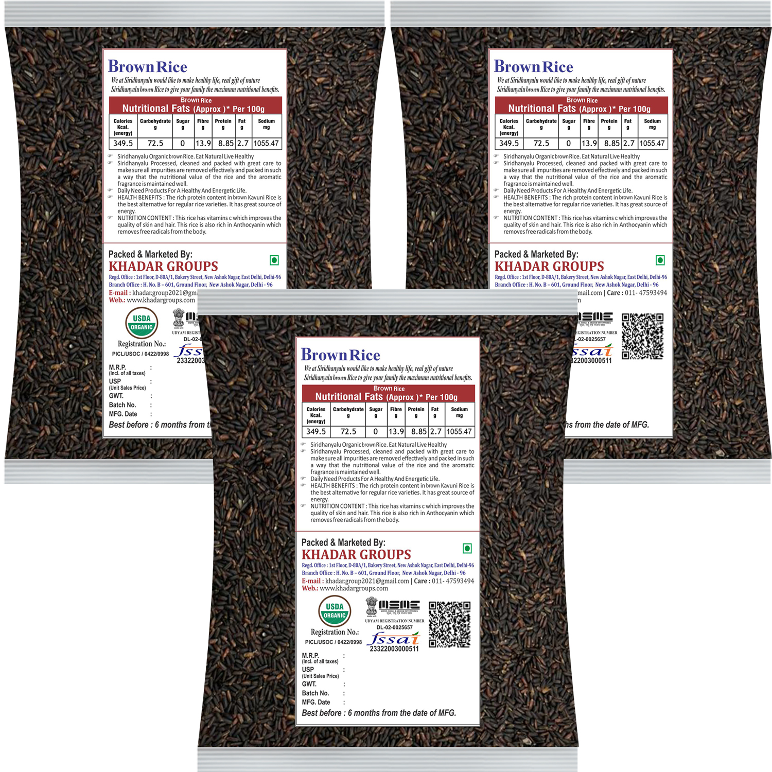 Brown Rice, Low Glycemic Index Forbidden Brown Rice, Offering Both Dark Rice Enthusiasts and Health-Conscious Consumers Choice (Gwt. 3Kg)