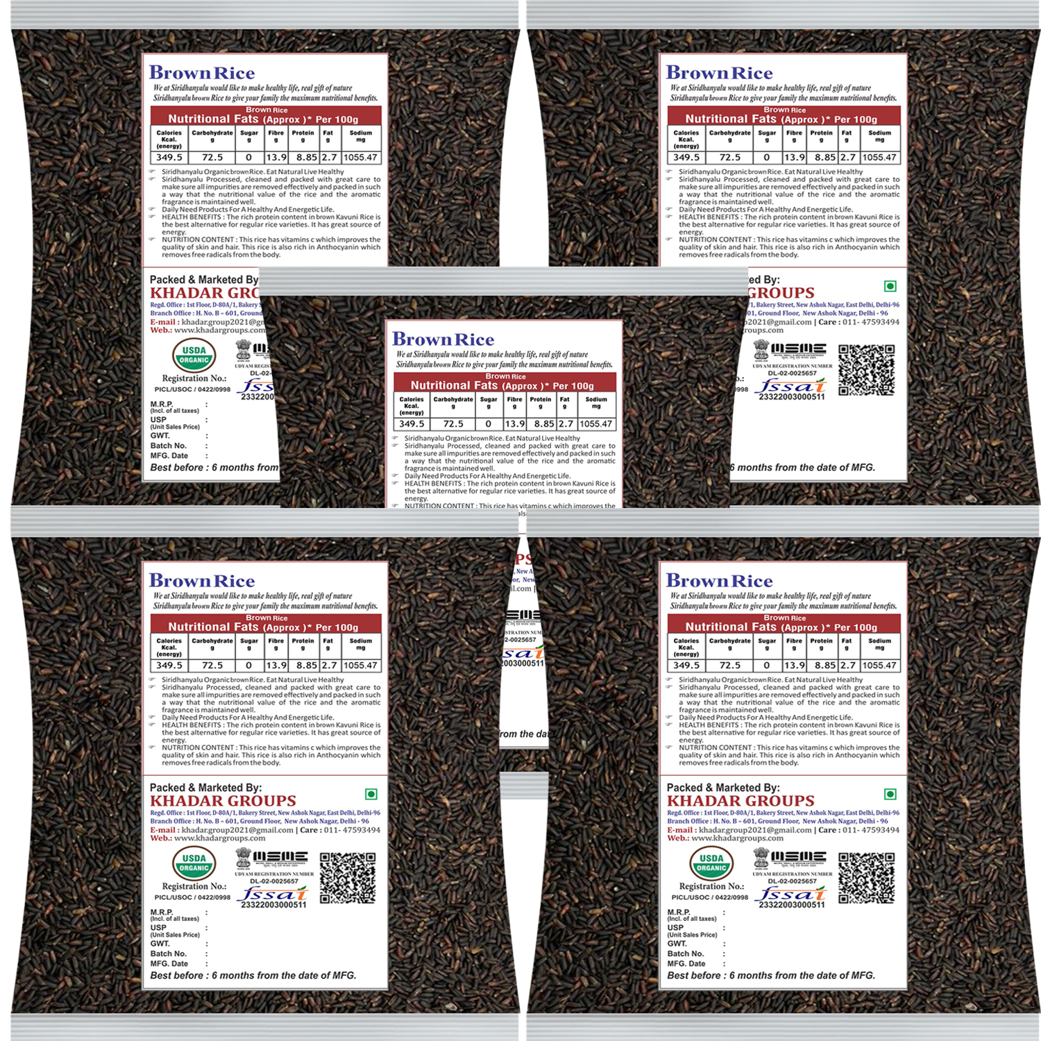 Brown Rice, Low Glycemic Index Forbidden Brown Rice, Offering Both Dark Rice Enthusiasts and Health-Conscious Consumers Choice (Gwt. 5Kg)