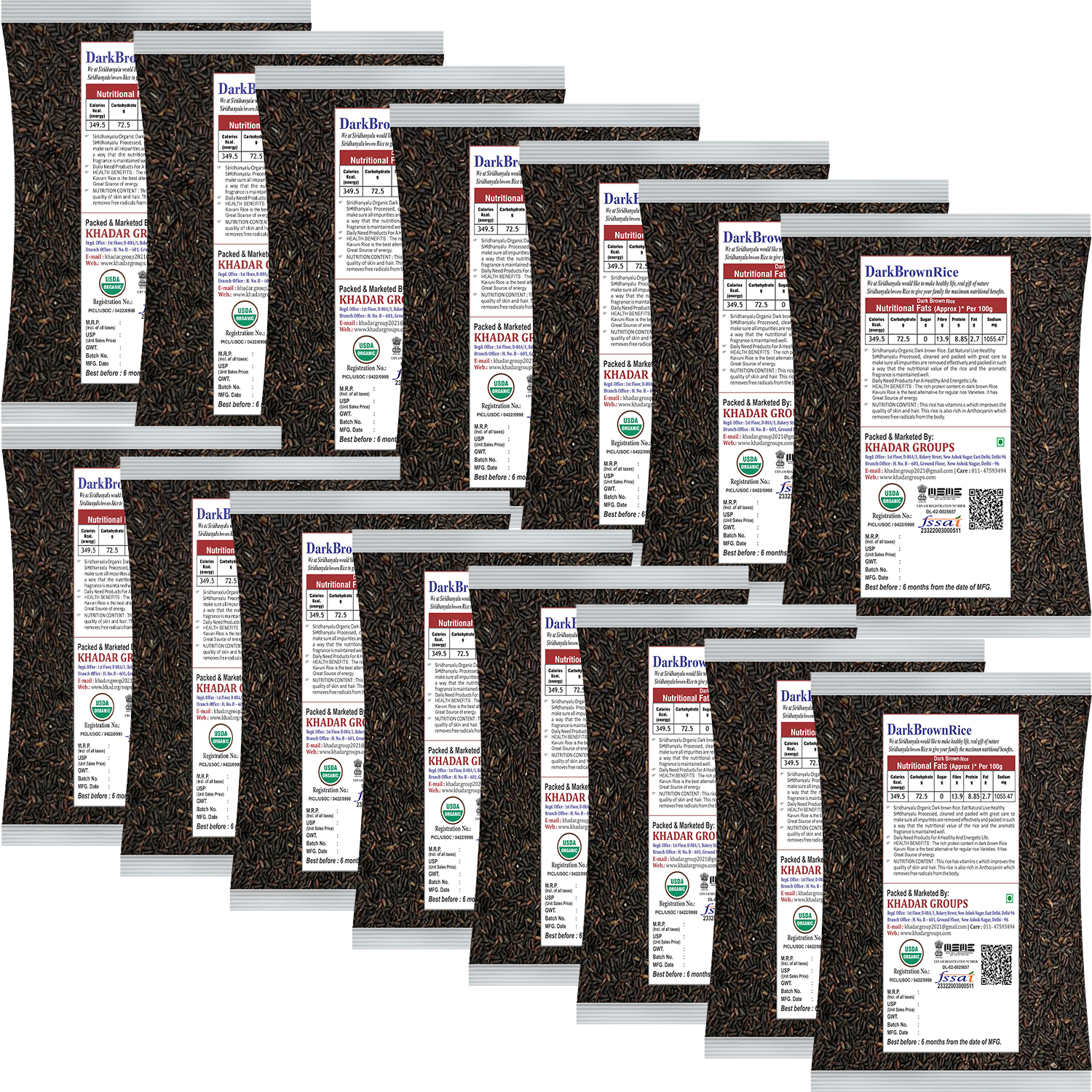 Dark Brown Rice, Low Glycemic Index Forbidden Dark Brown Rice, Offering Dark Rice Enthusiasts (Gwt 15Kg).