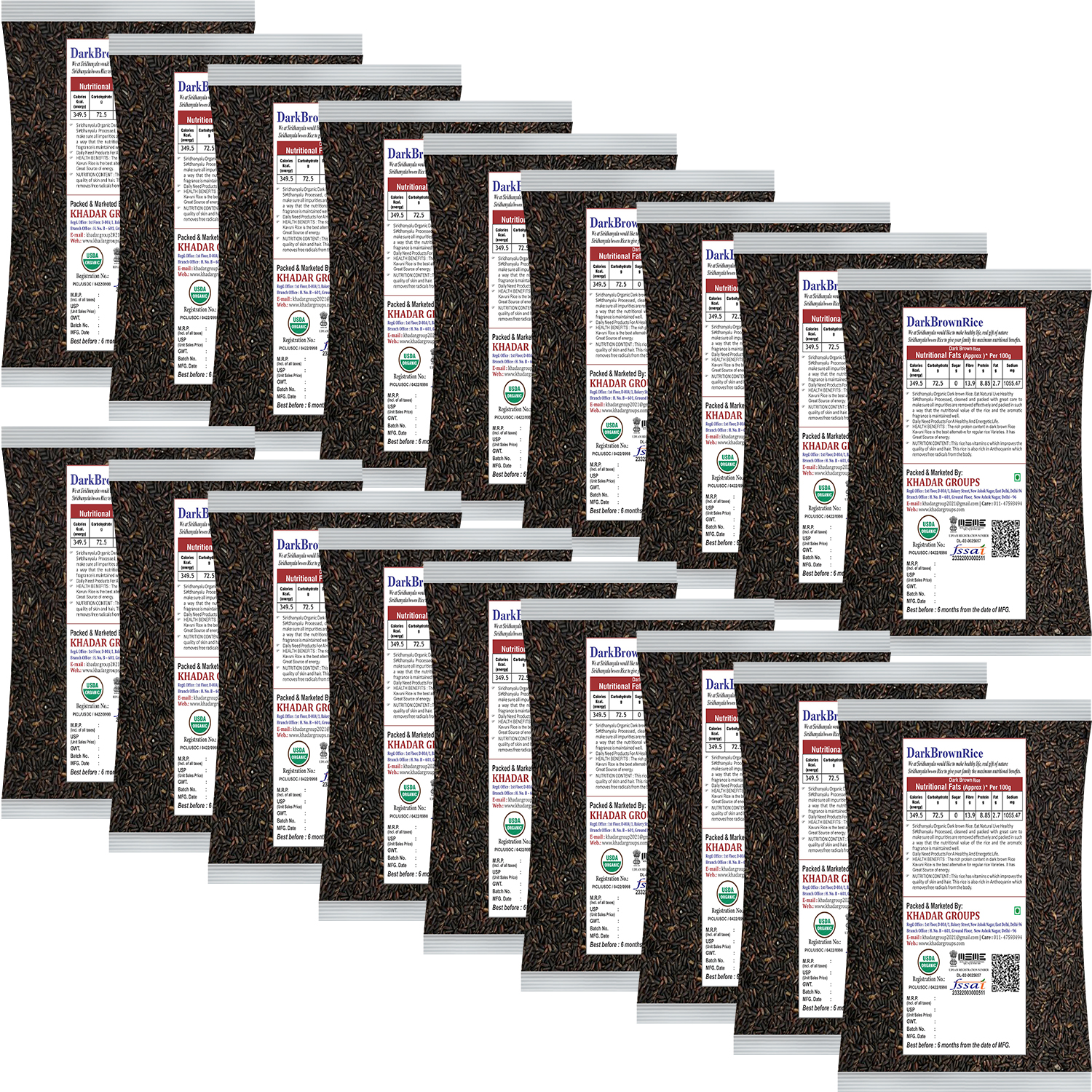 Dark Brown Rice, Low Glycemic Index Forbidden Dark Brown Rice, Offering Dark Rice Enthusiasts (Gwt 18Kg).