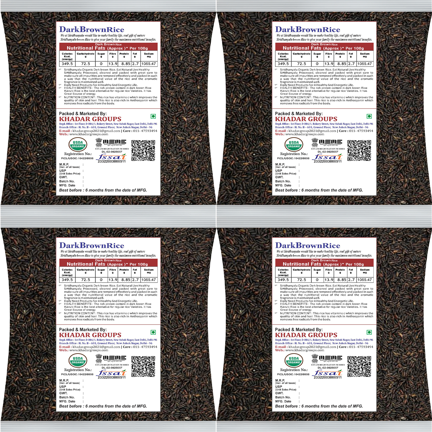 Dark Brown Rice, Low Glycemic Index Forbidden Dark Brown Rice, Offering Dark Rice Enthusiasts (Gwt 4Kg).