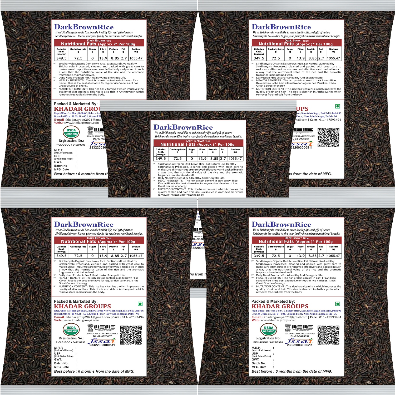 Dark Brown Rice, Low Glycemic Index Forbidden Dark Brown Rice, Offering Dark Rice Enthusiasts (Gwt 5Kg).