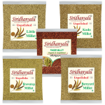 Siridhanyalu Millets Kodo,Browntop,Barnyard,Finger Millet and Little Siridhanya Millet Siridhanya Millet Unpolished and Organic 900gm Each,5 Positive